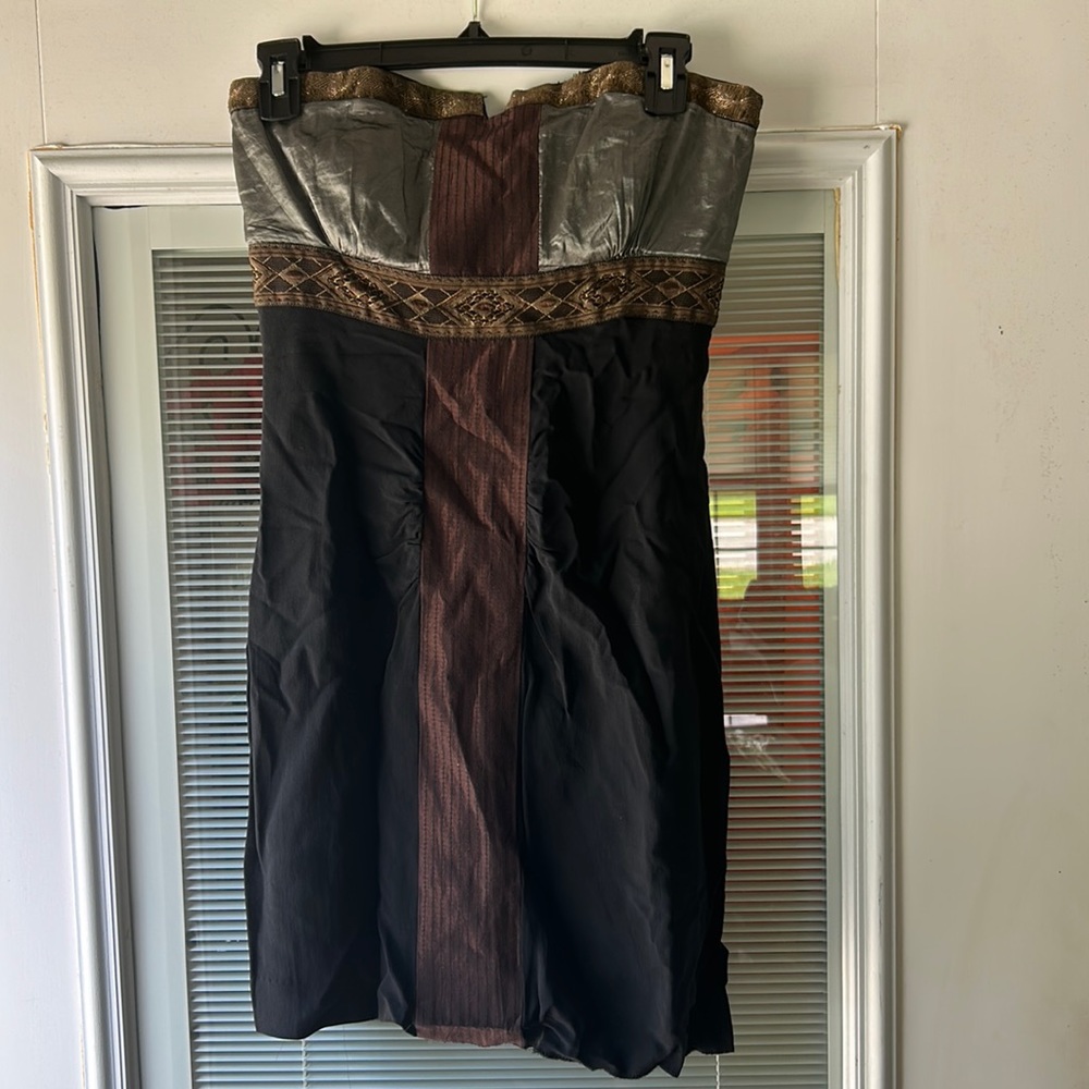 Black, strapless special event, dress fully lined with embroidered top